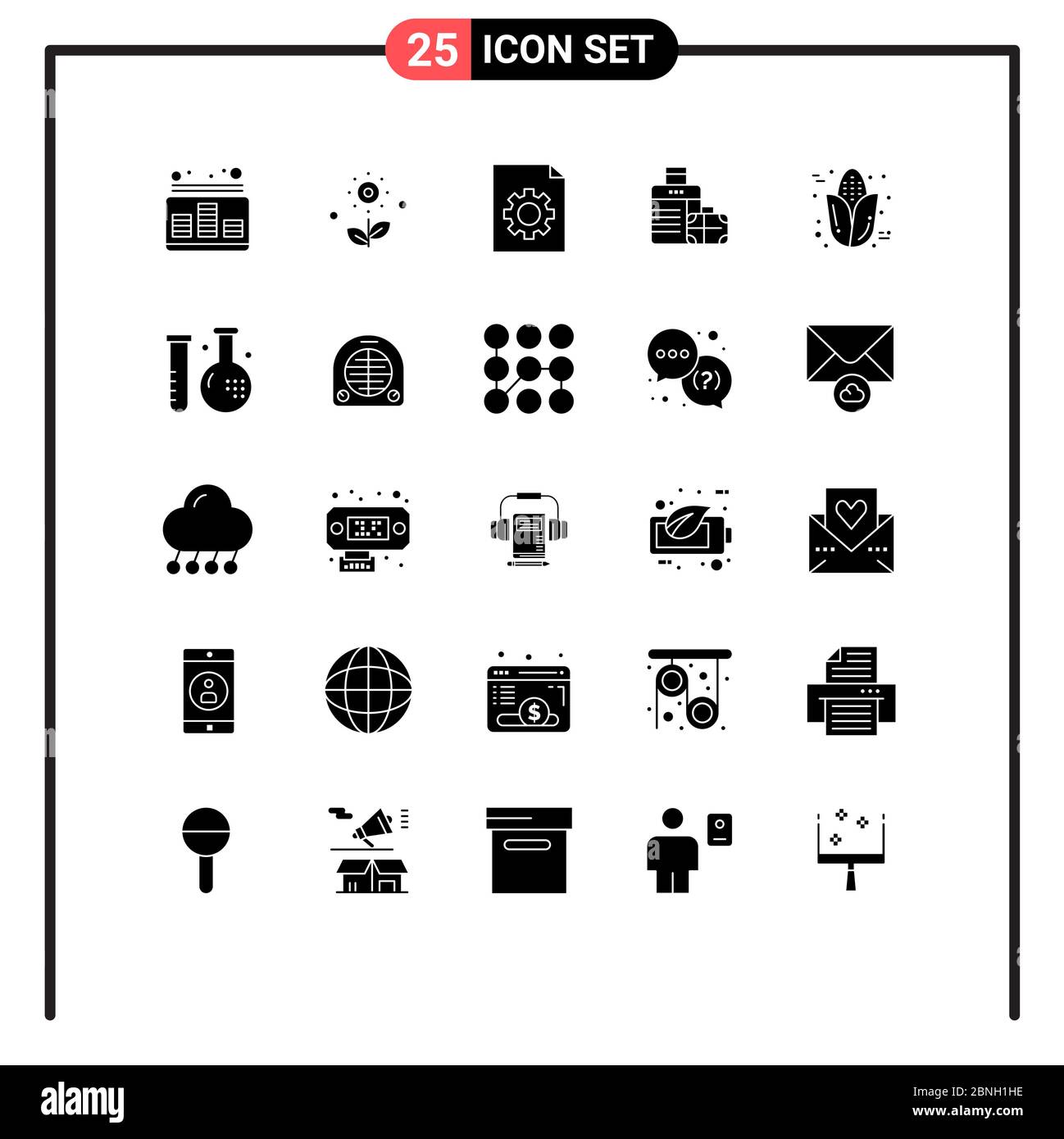 Stock Vector Icon Pack of 25 Line Signs and Symbols for cob, hotel, spring, handbag, luggage Editable Vector Design Elements Stock Vector