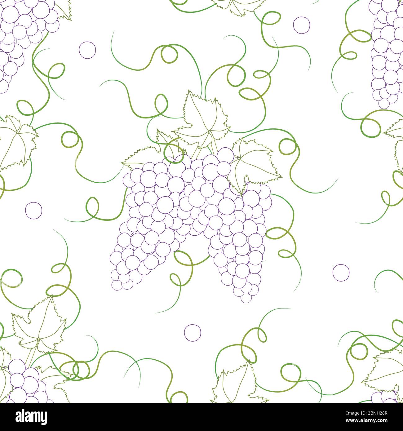 Colorful Line Seamless Grape on White Background. Vector Illustration. Stock Vector