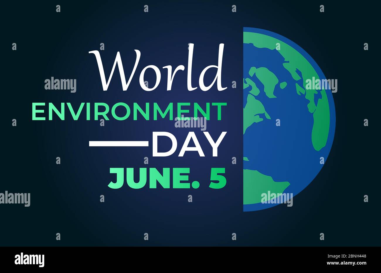 Nature banner. World environment day concept. half globe on dark blue