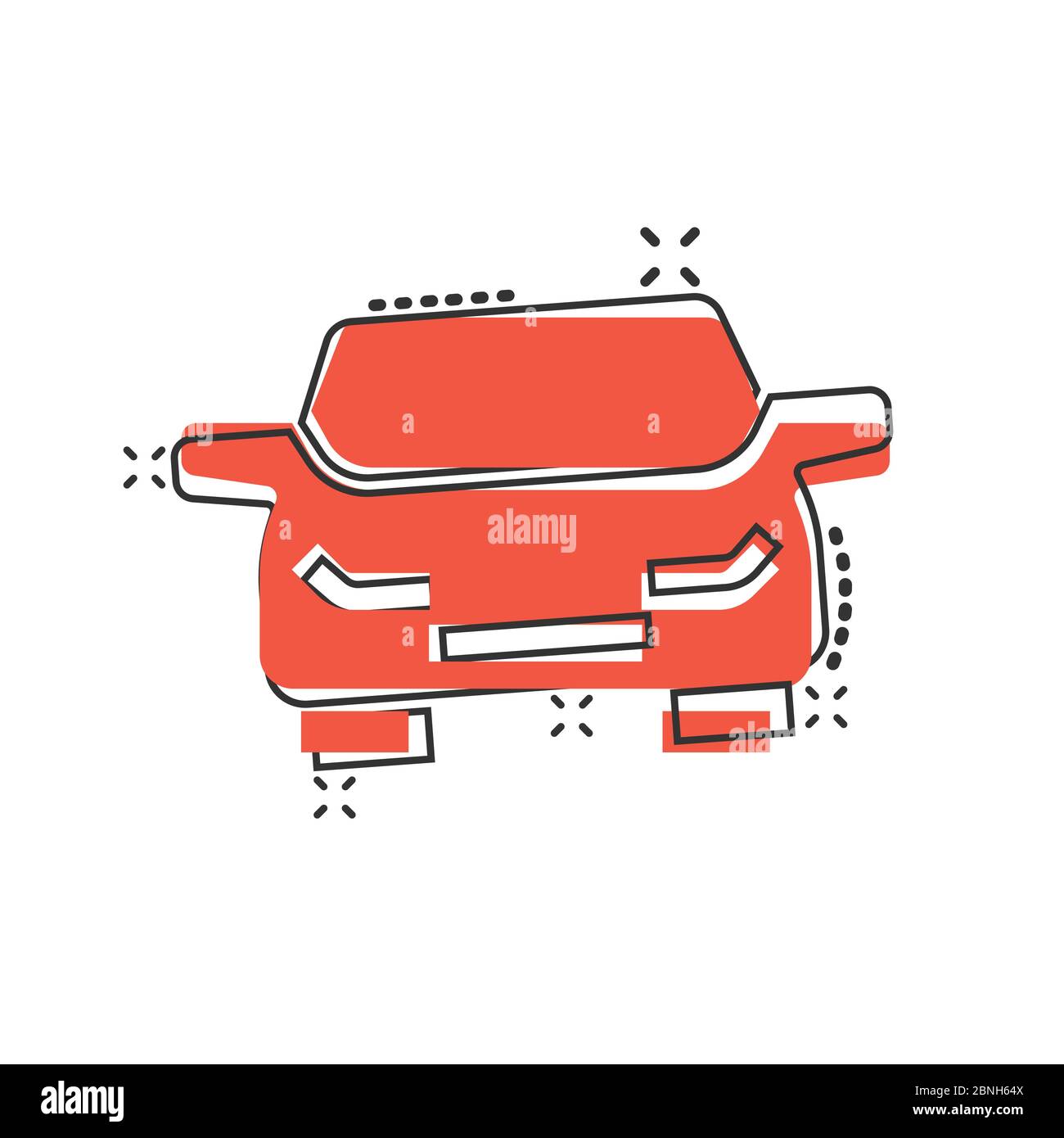 Car icon in comic style. Automobile vehicle cartoon vector illustration ...