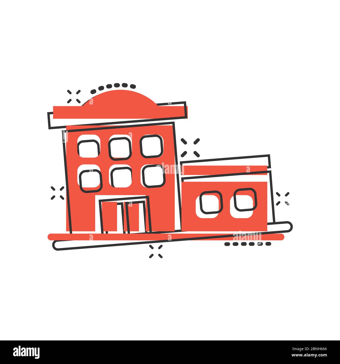 Building Icon In Comic Style Town Skyscraper Apartment Cartoon Vector Illustration On White Isolated Background City Tower Splash Effect Business Co Stock Vector Image Art Alamy