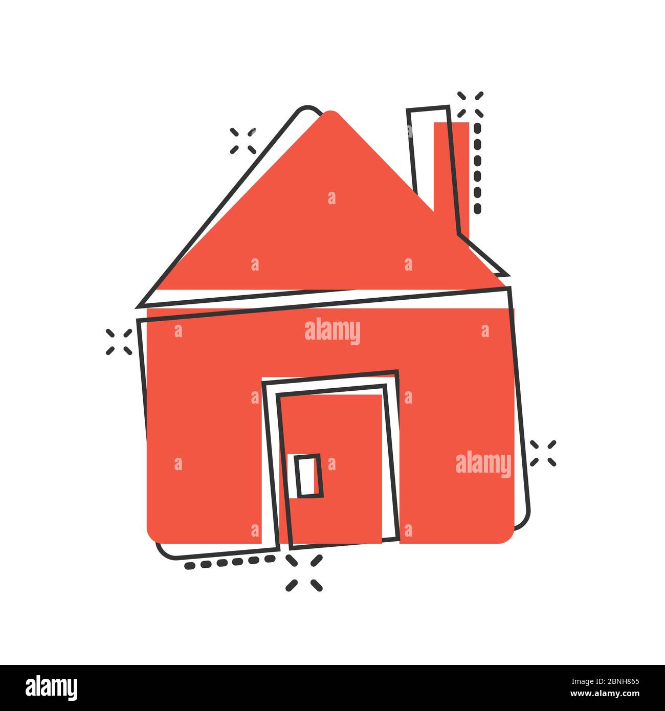 Building icon in comic style. Home cartoon vector illustration on white ...