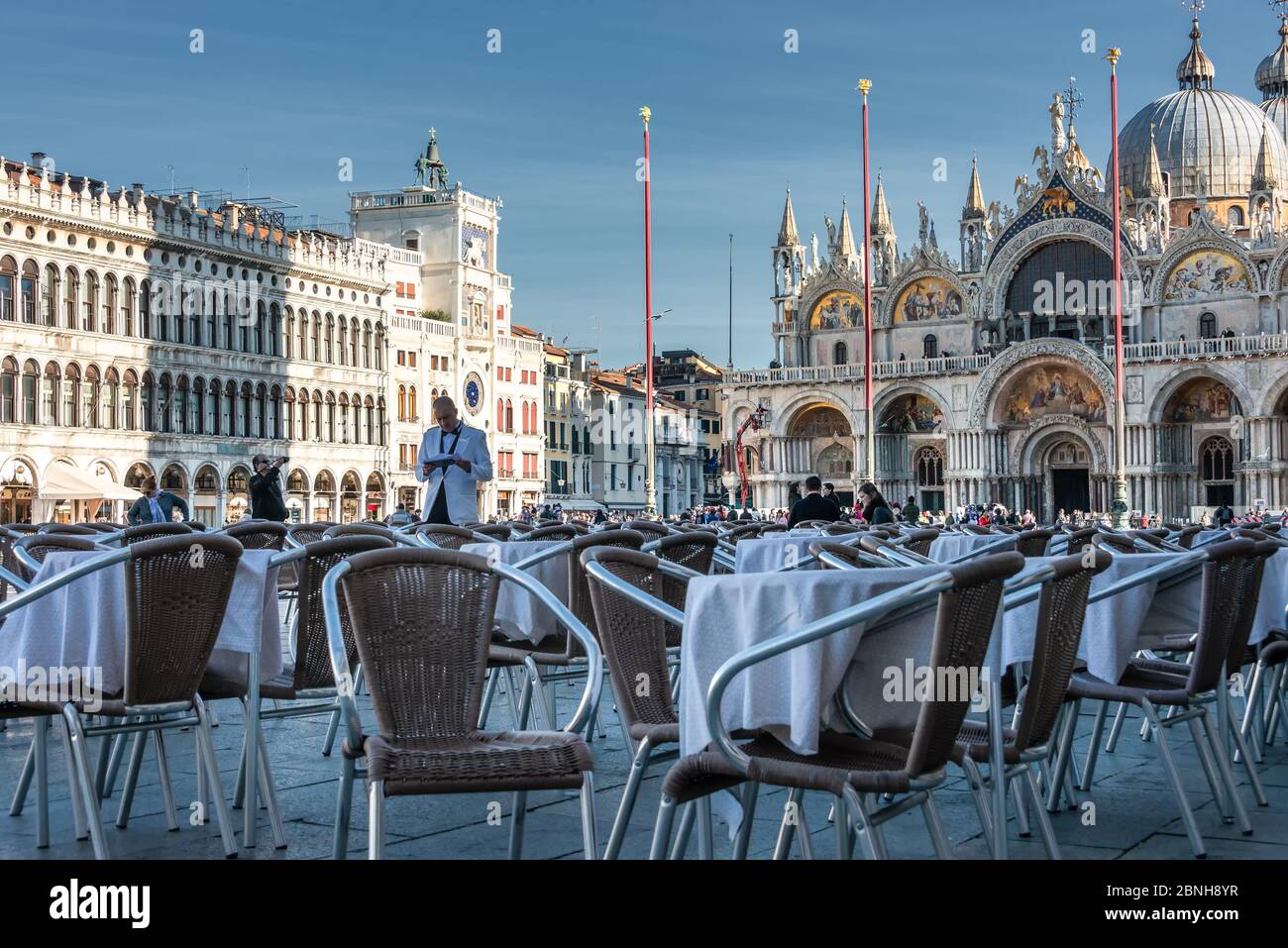 Cafe Florian on the Piazza San Marco or St Mark`s Square in Venice. It ...