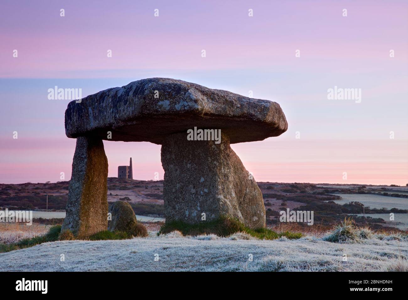 Lanyon Quoit ancient burial chamber, Madron, Cornwall, England, UK. March 2010. Stock Photo