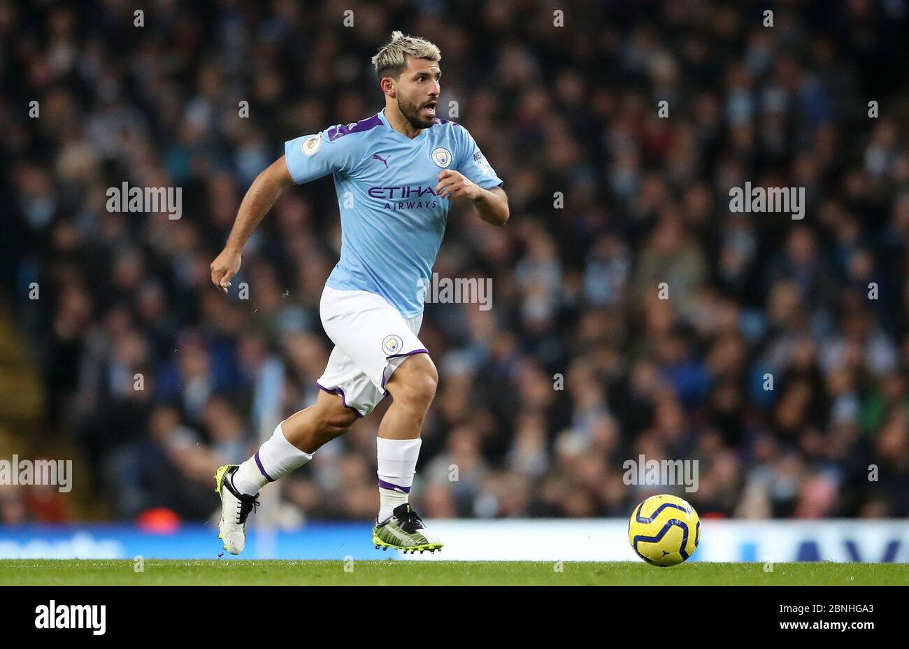 Manchester City's Sergio Aguero during the Premier League match at the Etihad Stadium, Manchester. Stock Photo