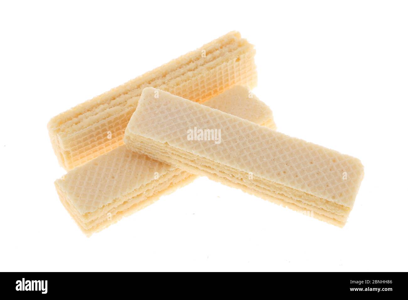 Wafers sticks with vanilla Cream isolated on white background Stock Photo