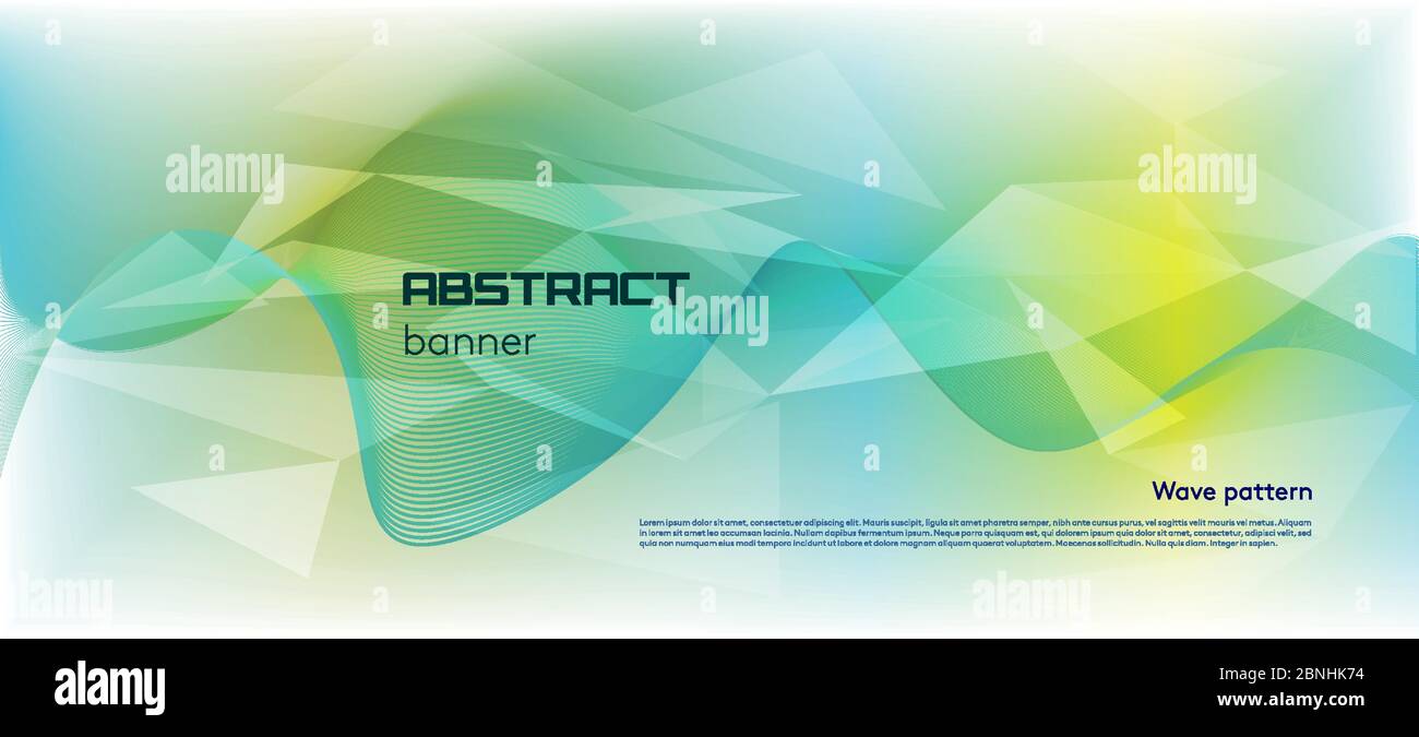Vector abstract colorful banner with wave and triangle in blue and ...