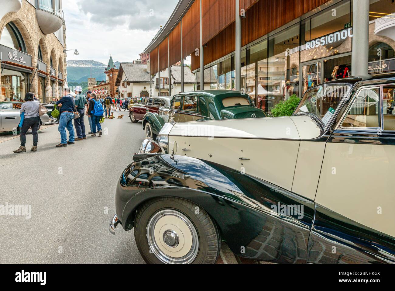 Rolls Royce vintage car on display at British Classic Car Meeting 2019, St.Moritz, Grisons, Switzerland Stock Photo