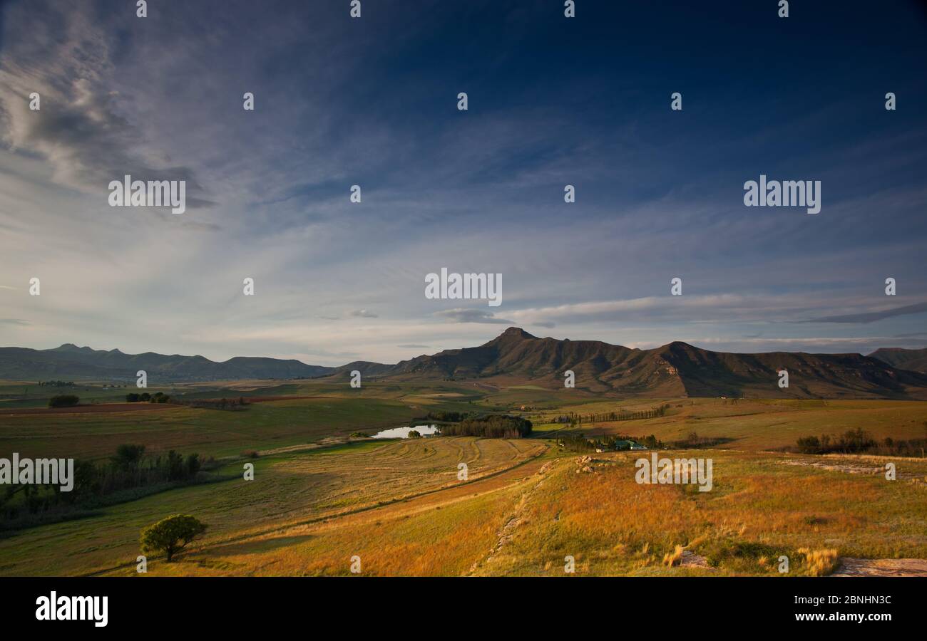 Farm landscape near Clarens, South Africa Stock Photo