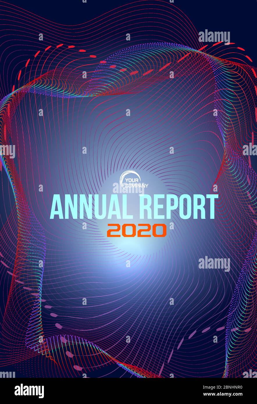 Vector colorful annual report, flyer, cover with dot and line wave on ...