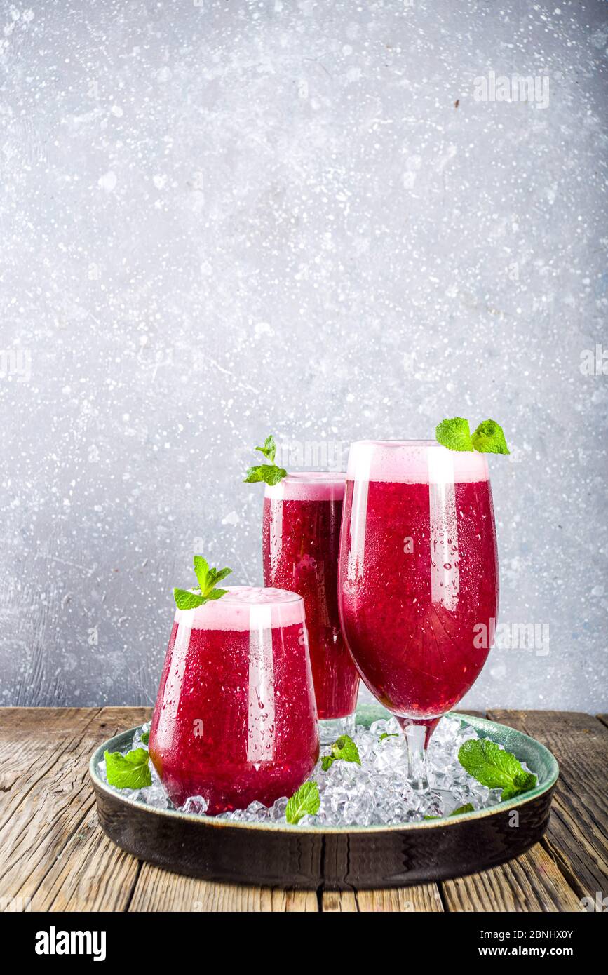 Summer berry red iced punch, cool fruity drink, Indian Asian Falsa Sherbet, or Phalsa sherbet chiller cocktail Stock Photo