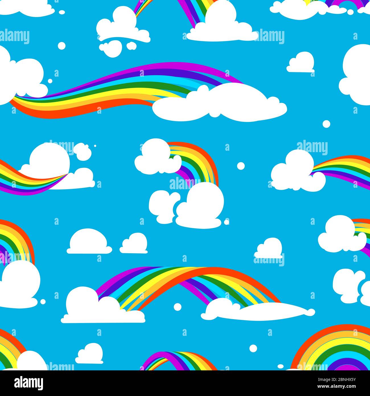 Seamless pattern with clouds and rainbow Stock Vector