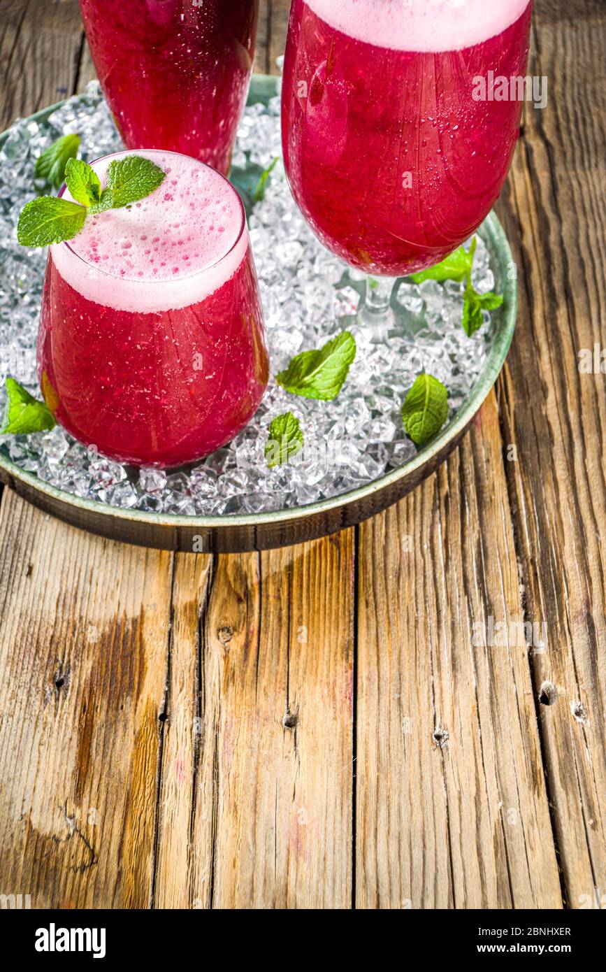 Summer berry red iced punch, cool fruity drink, Indian Asian Falsa Sherbet, or Phalsa sherbet chiller cocktail Stock Photo