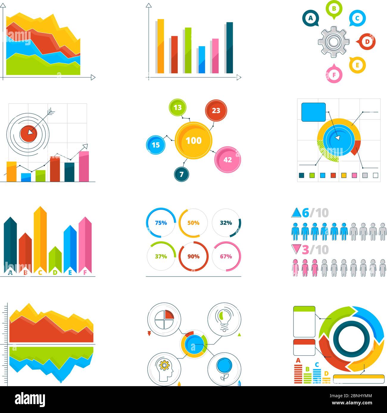 Vector graphics, charts and diagrams. Drawing infographics elements for business Stock Vector
