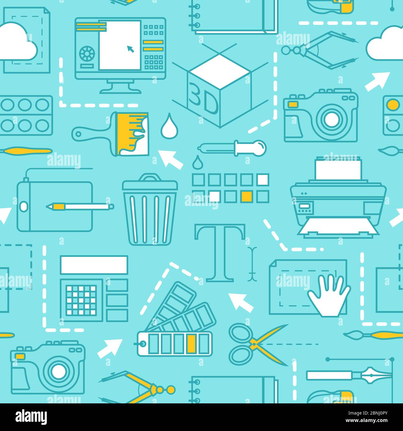 Different tools for computer designers. Vector seamless pattern Stock Vector