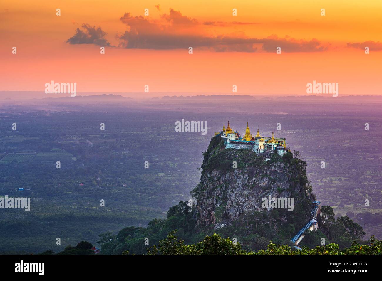 Taung Kalat Monastery on Mt. Popa, Myanmar at dusk Stock Photo - Alamy