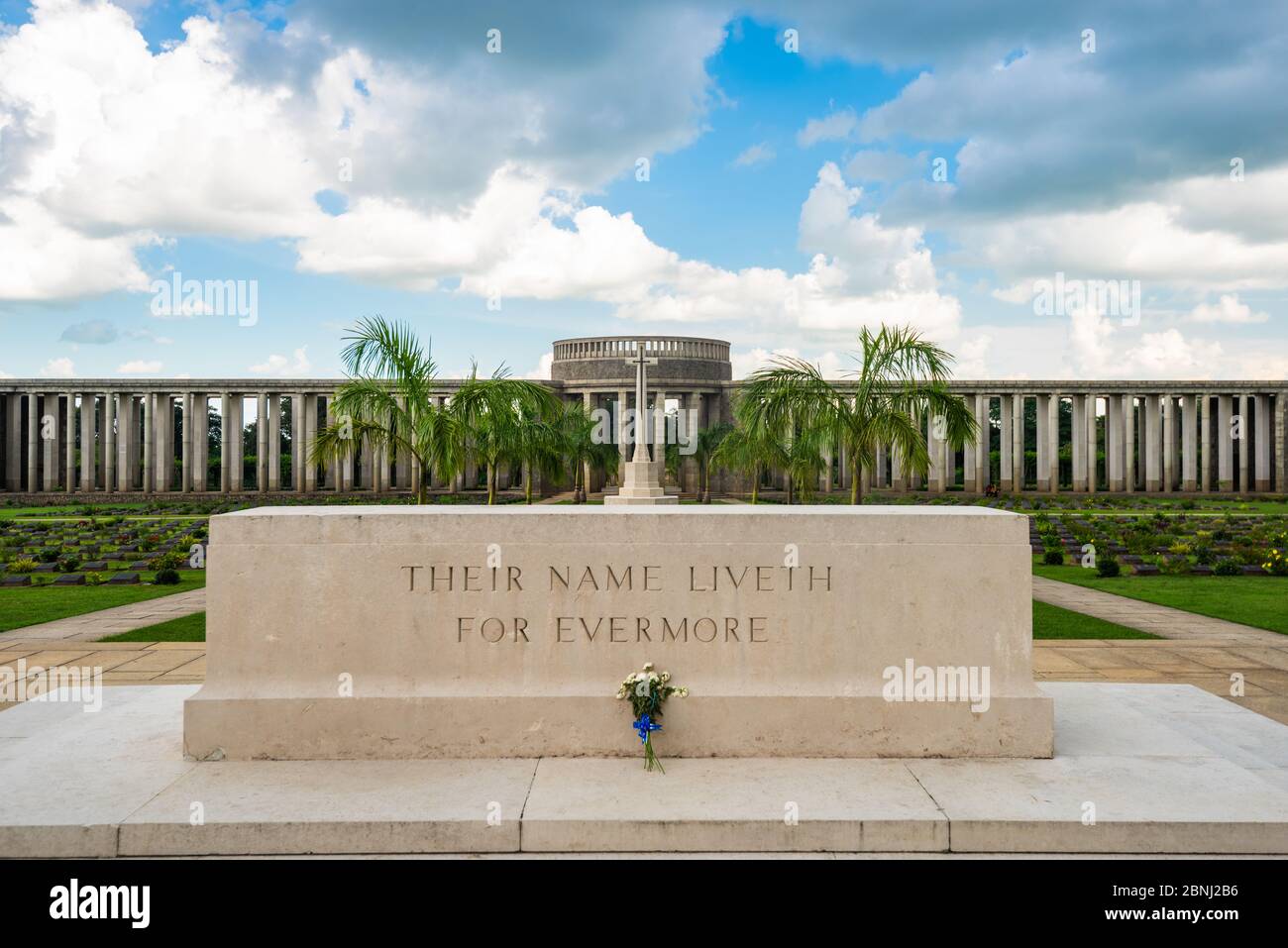 Taukkyan War Cemetery dedicated to allied losses during WWII near Yangon, Myanmar. Stock Photo