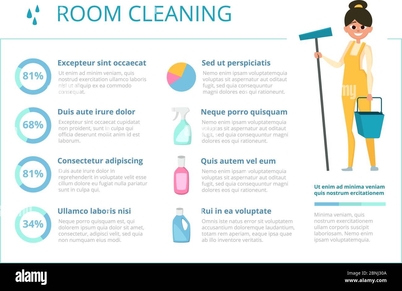 Infographic design template for cleaning service industry Stock Vector