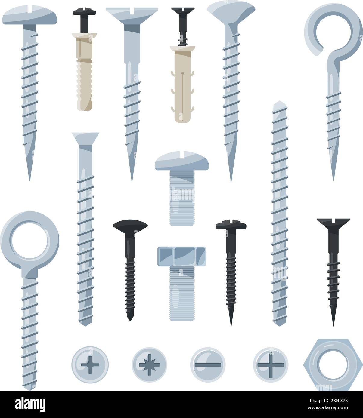 Vector 3d Realistic Steel Bolts Nails Screws Stock Illustration - Download  Image Now - Screw, Bolt - Fastener, Head - iStock