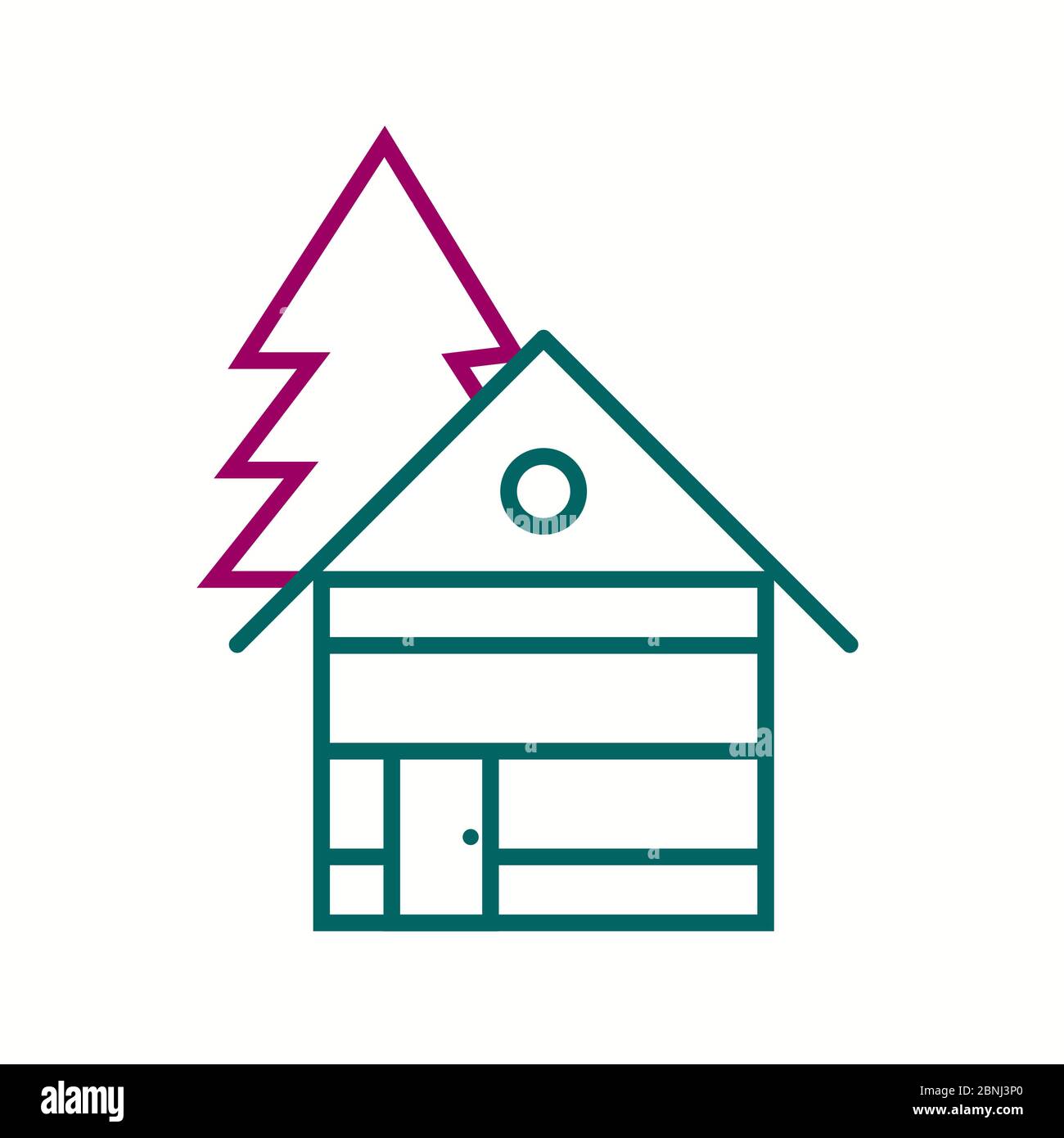 Beautiful House in trees Line Vector Icon Stock Vector Image & Art - Alamy