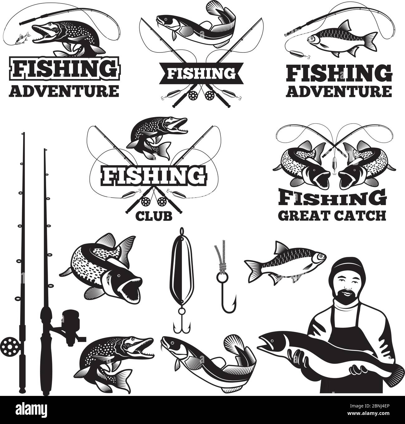 Lure Fishing Logo exklusive Designinspiration Stockfotografie - Alamy