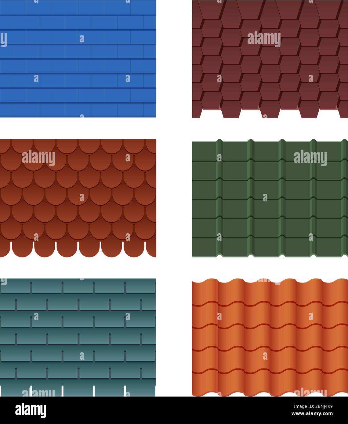 Horizontal pattern of tiles for roofed house Stock Vector
