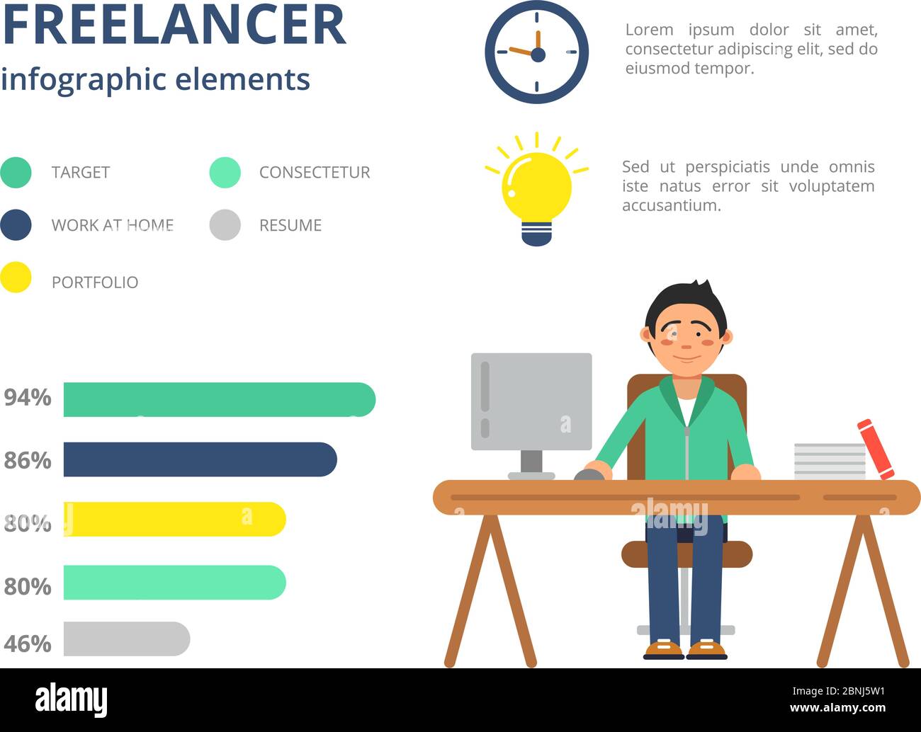 Infographic pictures for freelancers. Vector design template with place for your text Stock Vector