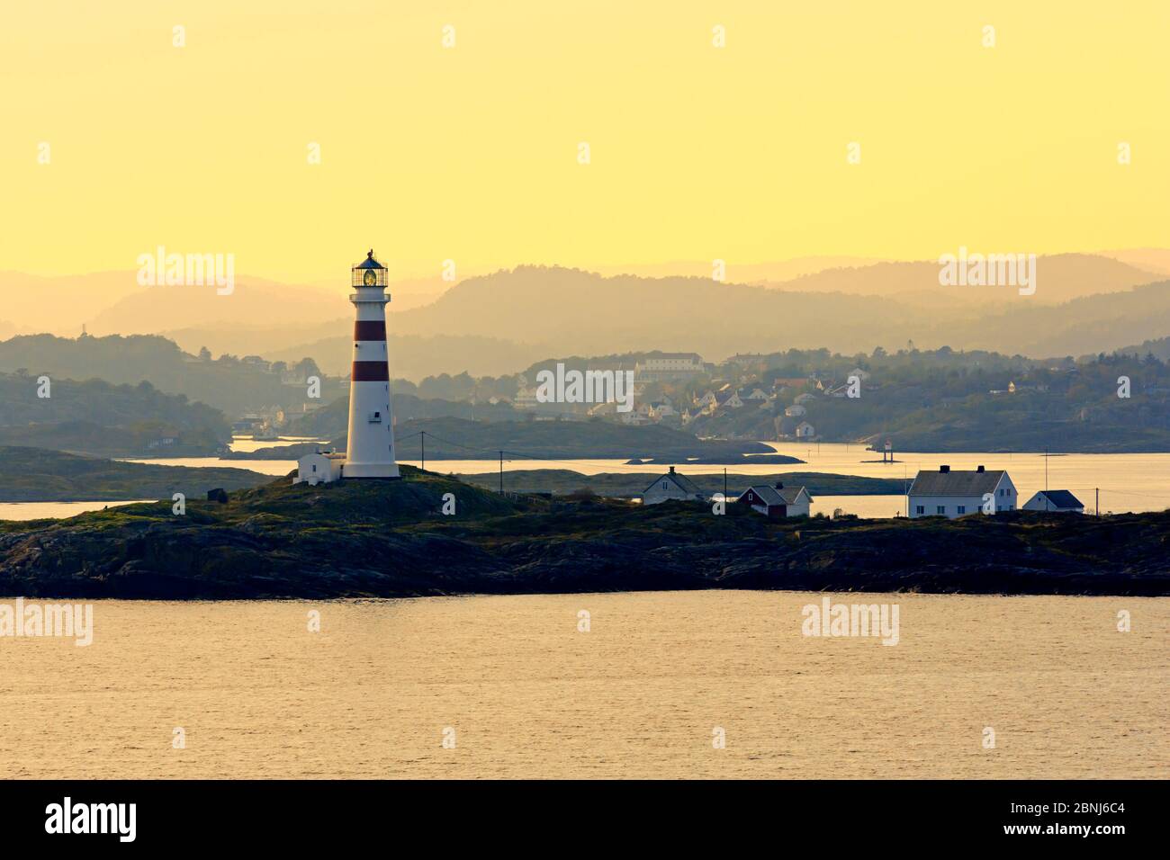 Oksoy Lighthouse, Kristiansand, Agder County, Norway, Scandinavia, Europe Stock Photo