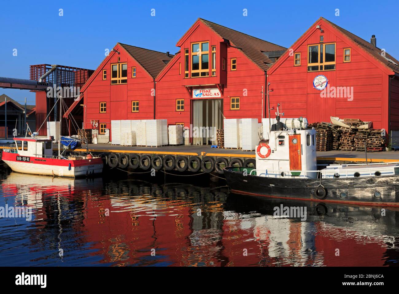 Fishing boats at the Fish Market, Kristiansand, Agder County, Norway, Scandinavia, Europe Stock Photo