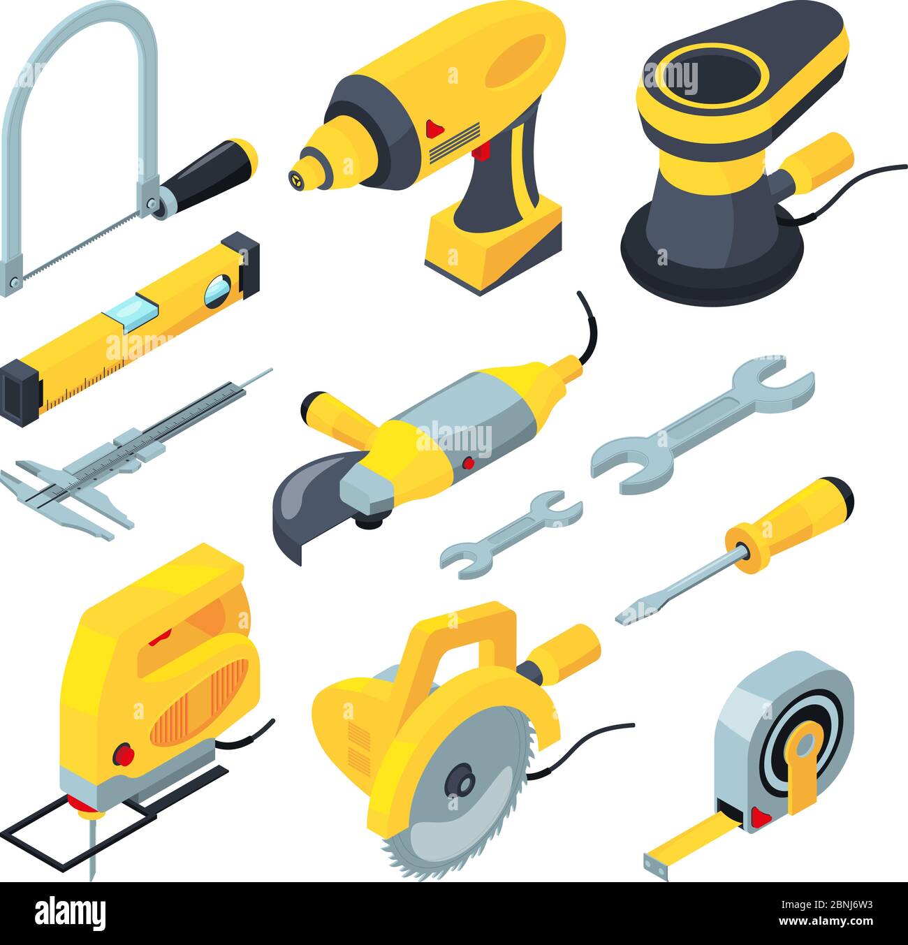 Isometric tools for construction. Vector 3d illustrations Stock Vector