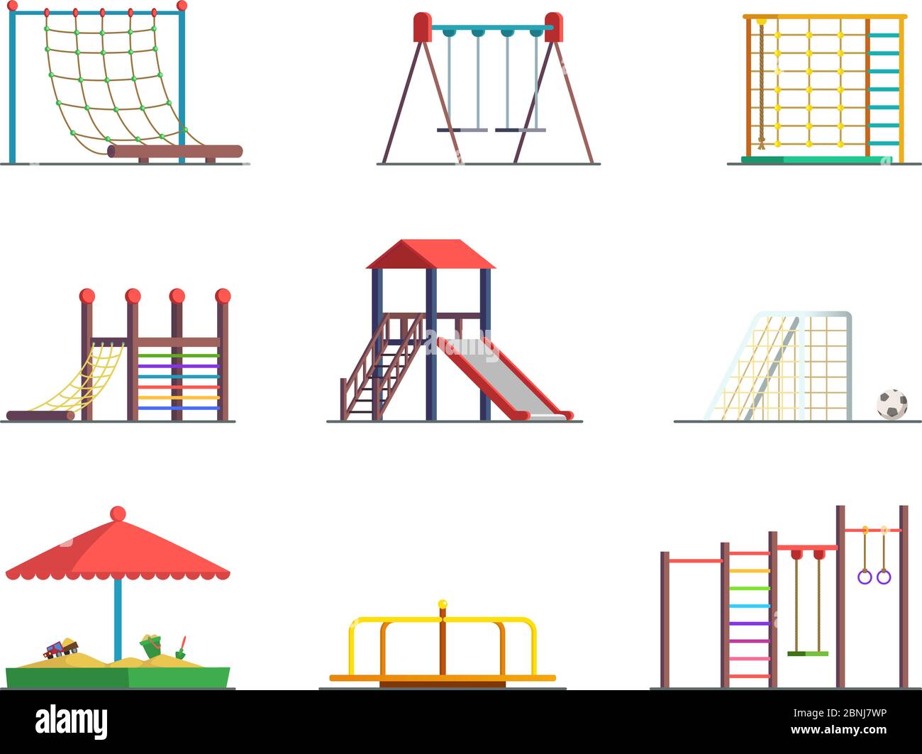 Equipment of amusement park. Playground isolated on white background Stock Vector
