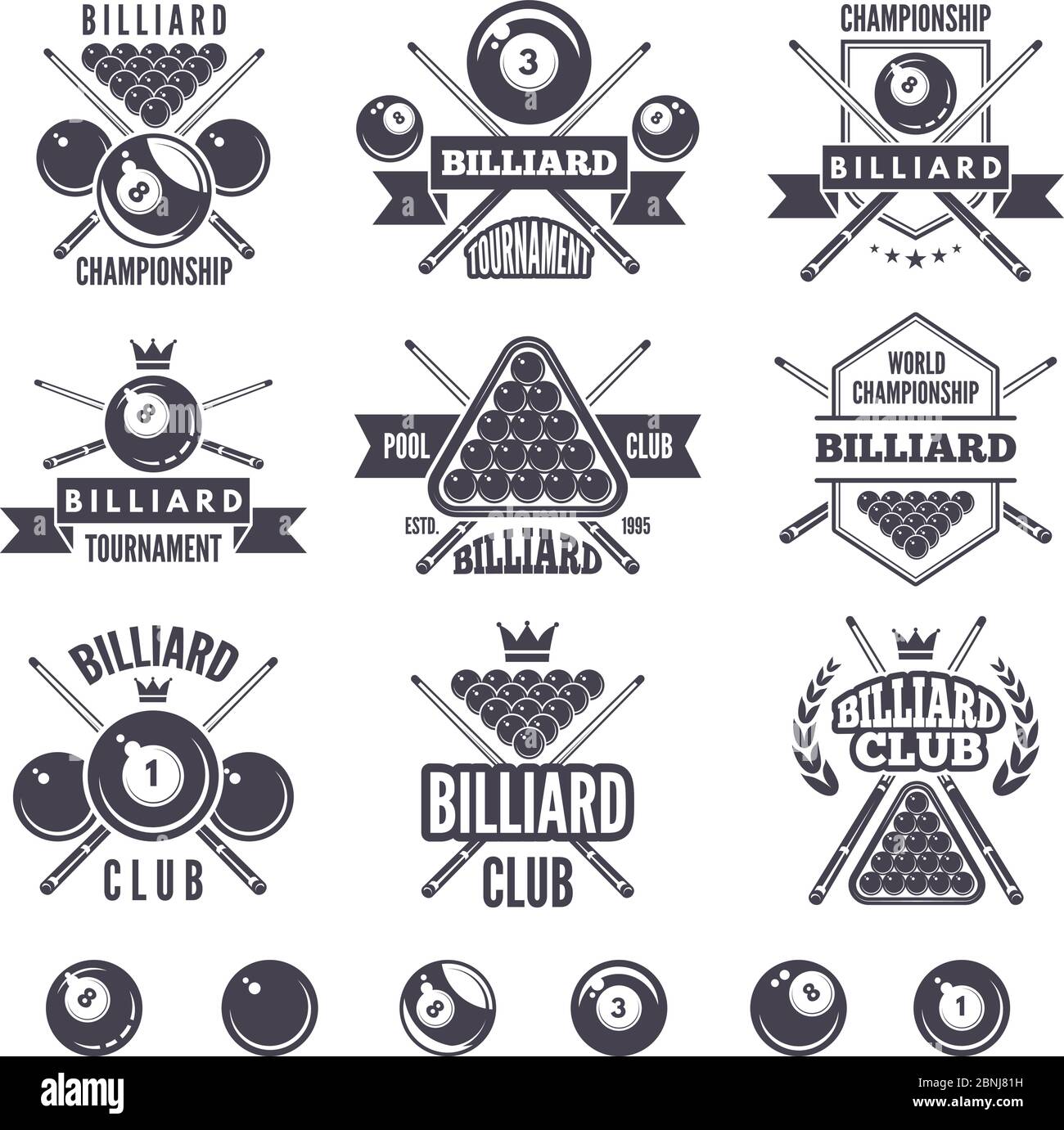 Logos set for billiard club Stock Vector Image & Art - Alamy