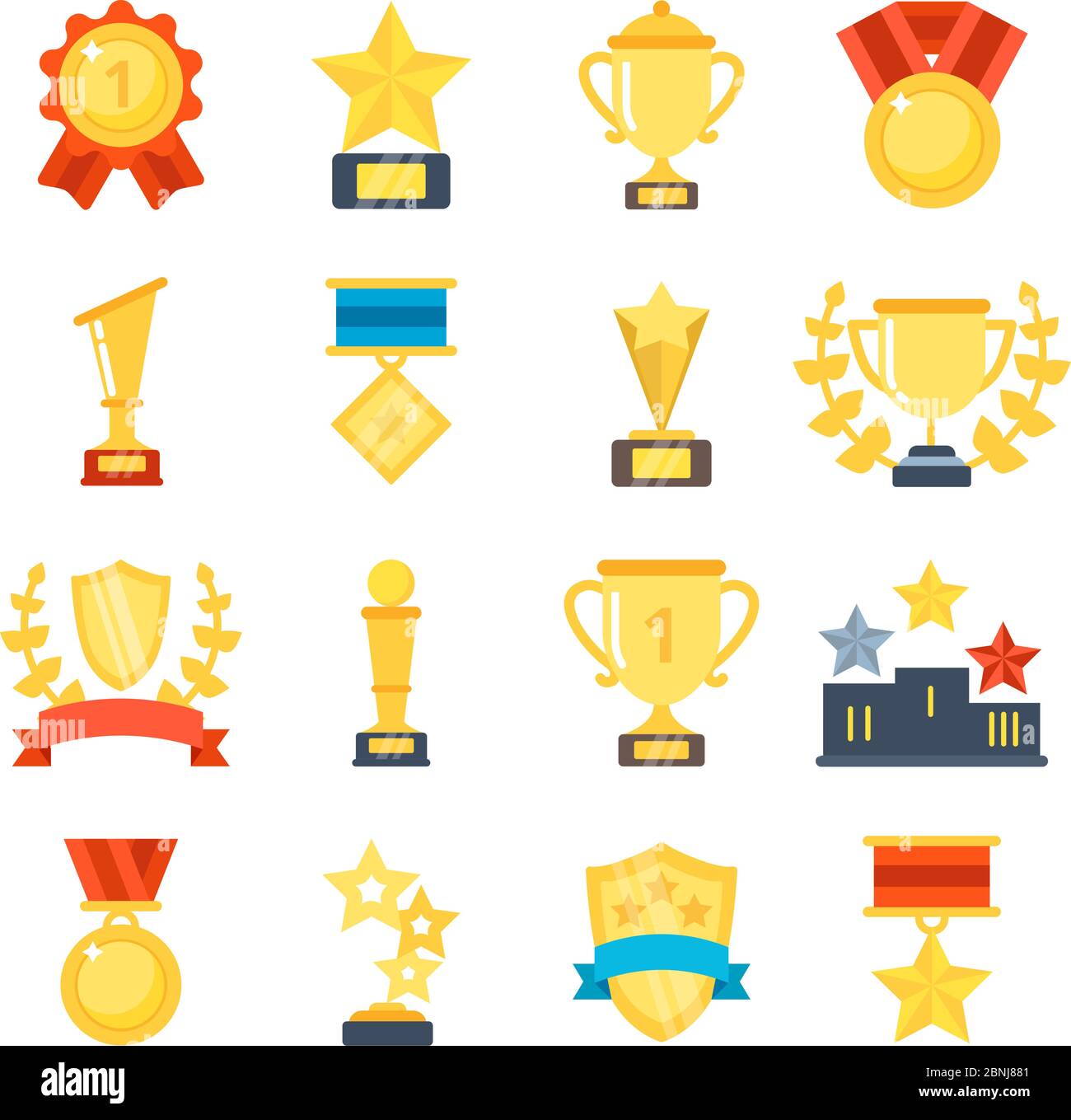 Flat pictures set of different trophy Stock Vector Image & Art - Alamy