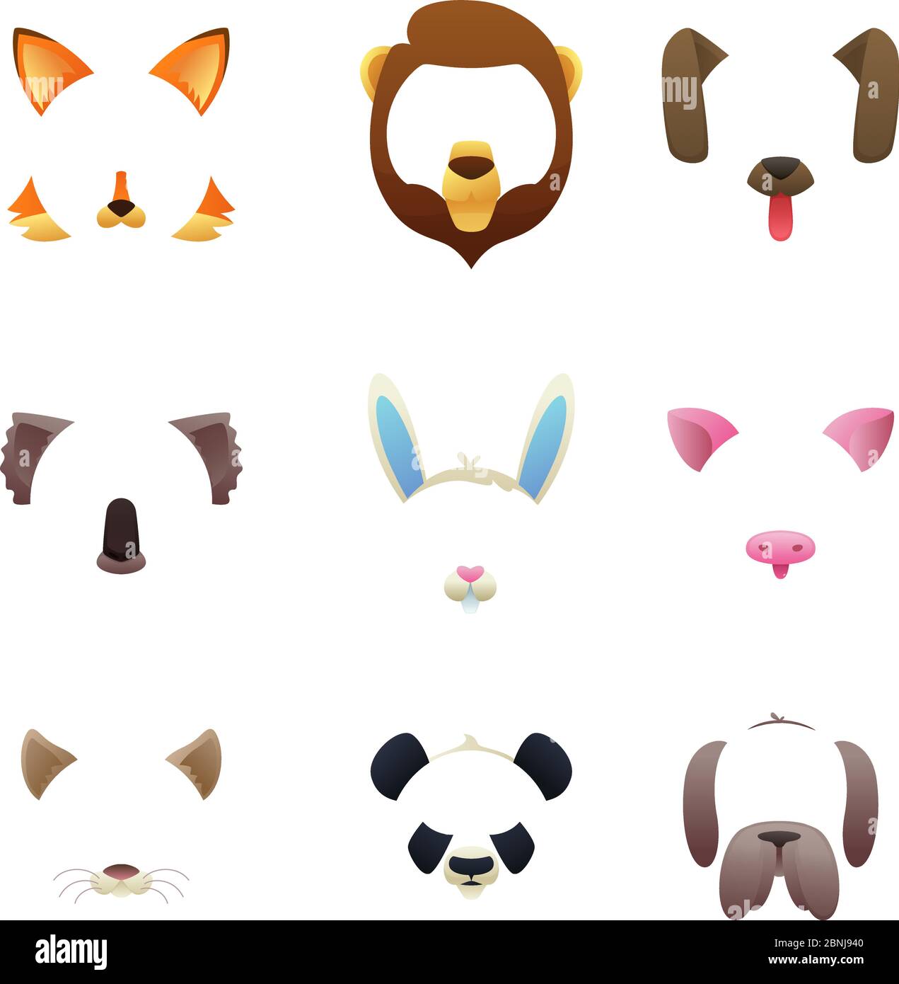 Animal faces for video or photo filters Stock Vector Image & Art - Alamy