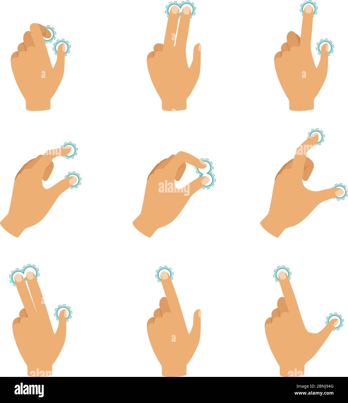 Different gestures to control the touch screen Stock Vector