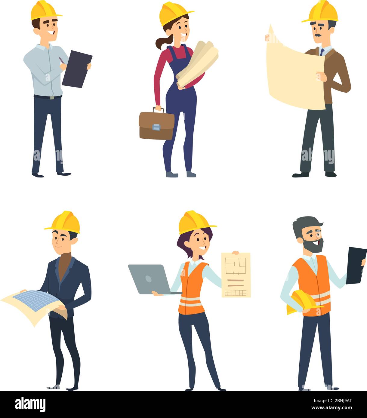 Male and female workers of engineers and other technician professions Stock Vector