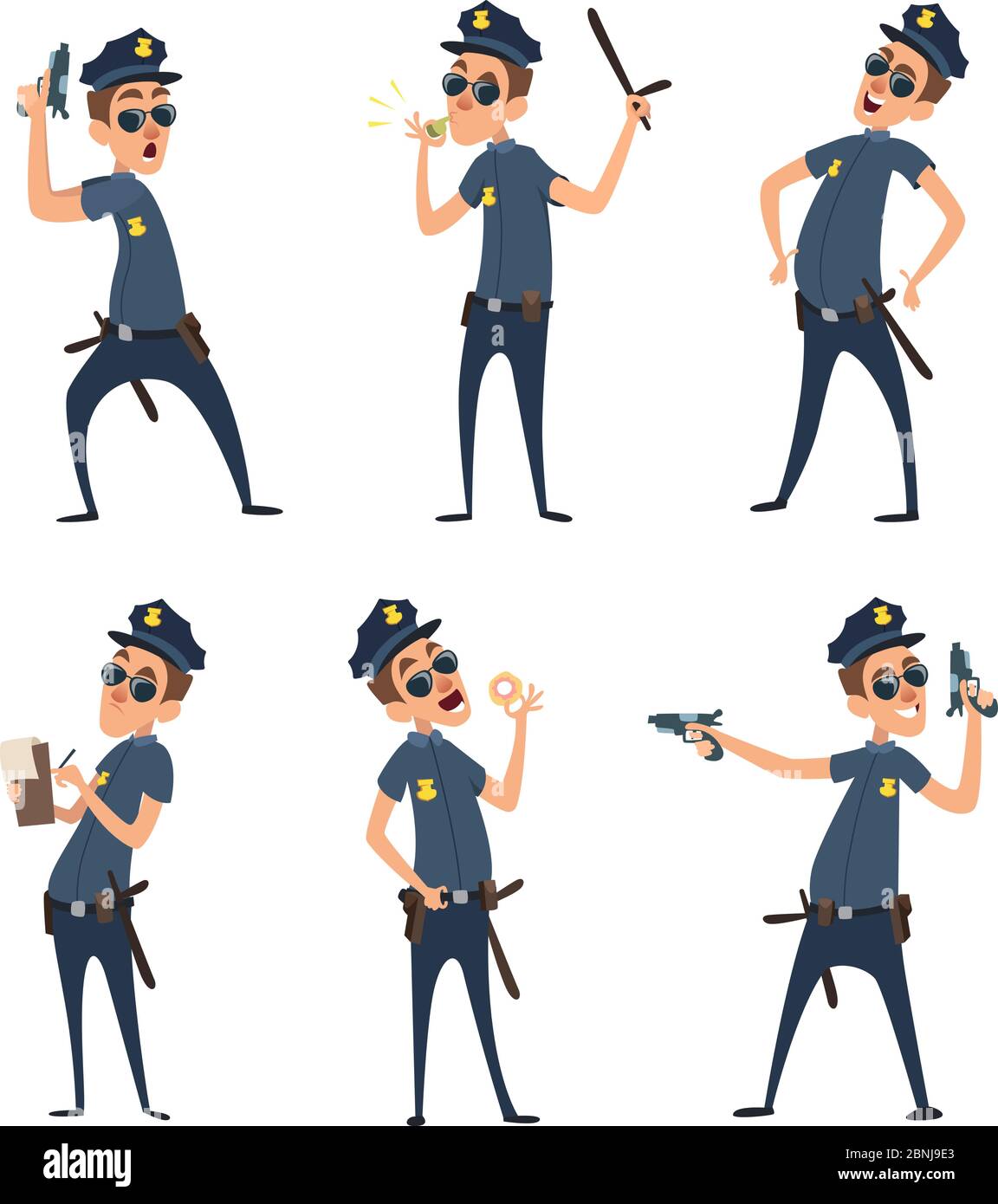 Superhero in different action poses set Royalty Free Vector