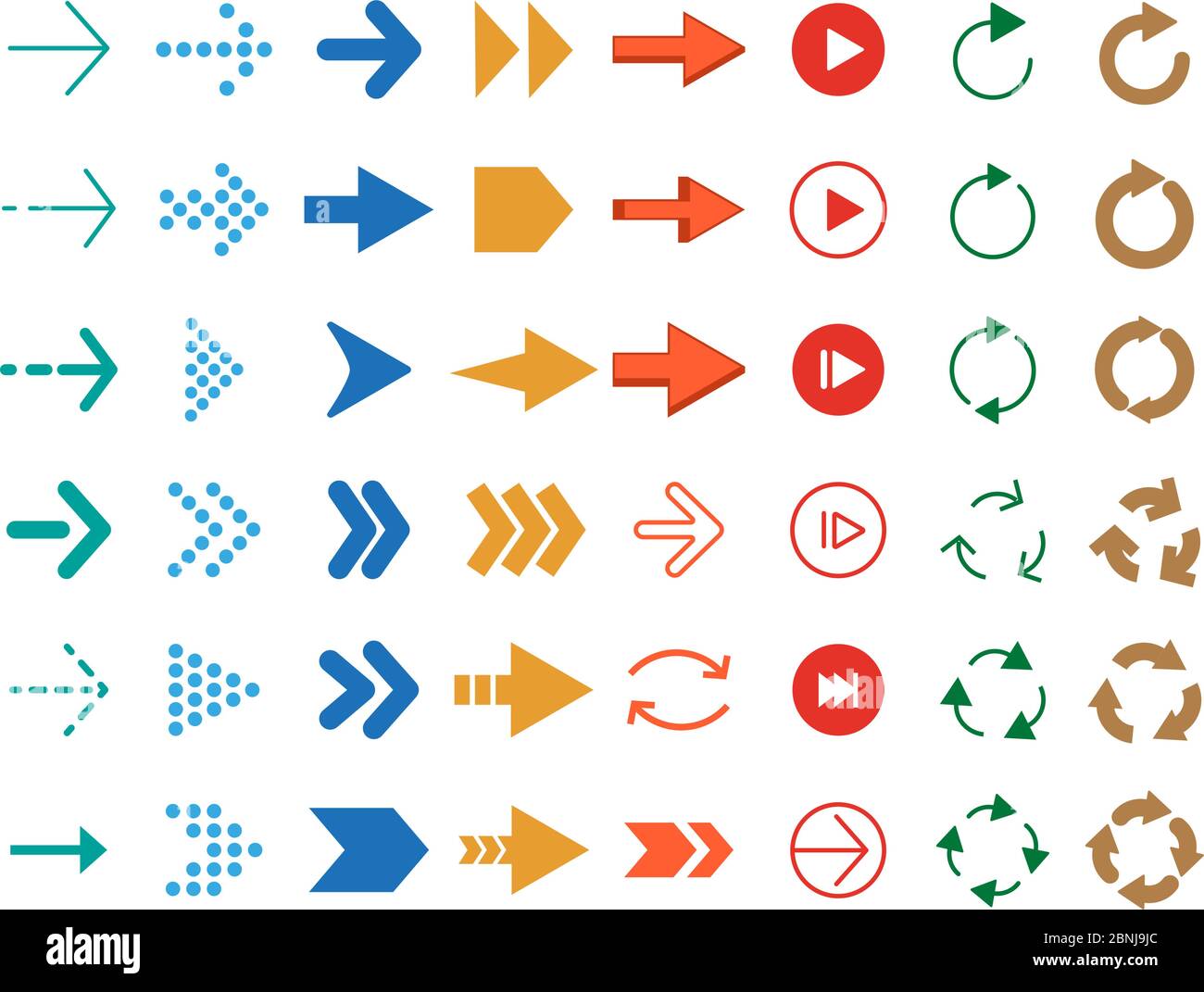 Modern colored arrows. Vector icon set Stock Vector