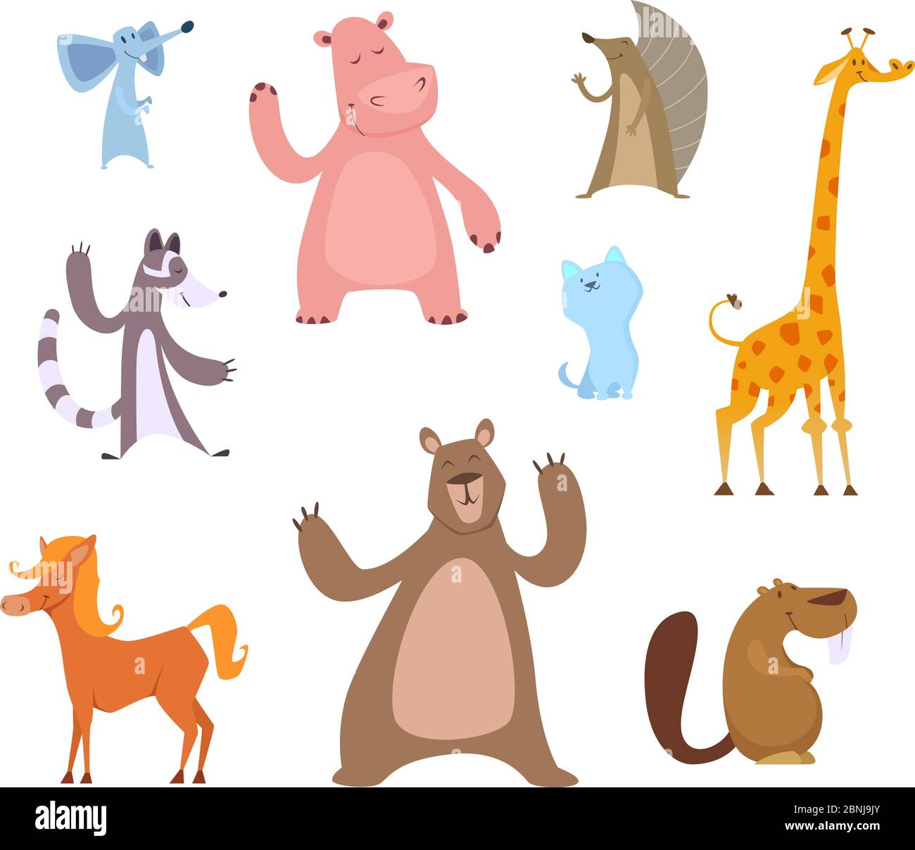 Vector cartoon illustrations of funny animals Stock Vector
