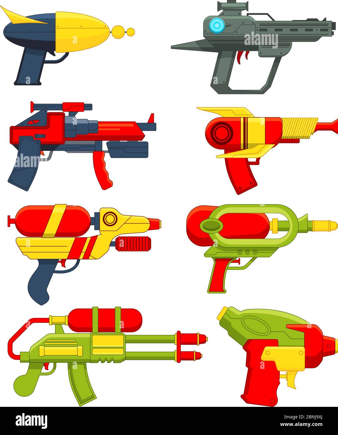 Water guns. Weapons toys for childrens Stock Vector