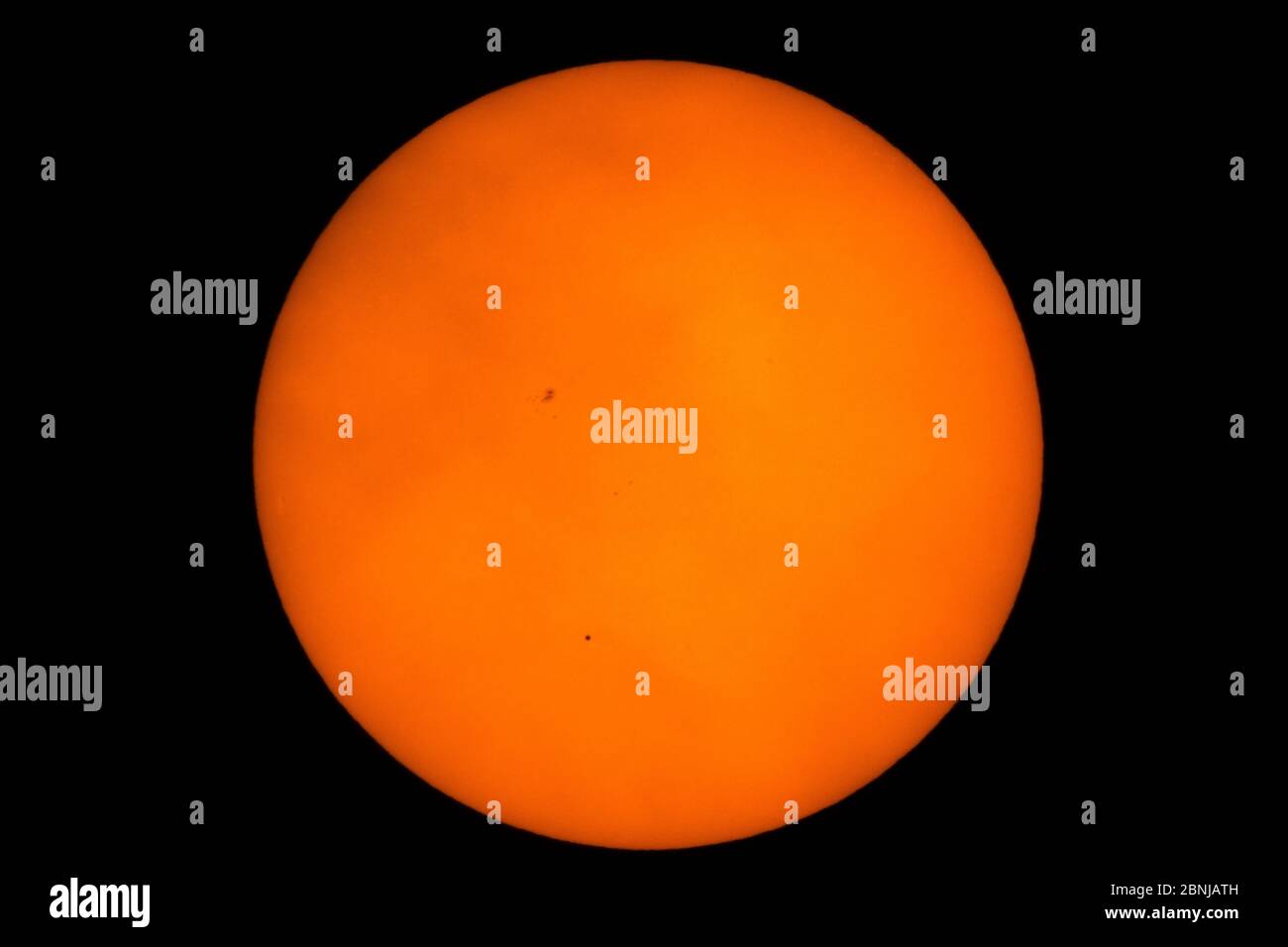 Transit of Mars in front of the sun on May 9, 2016 at 07.29 local time in Denver, USA. Stock Photo
