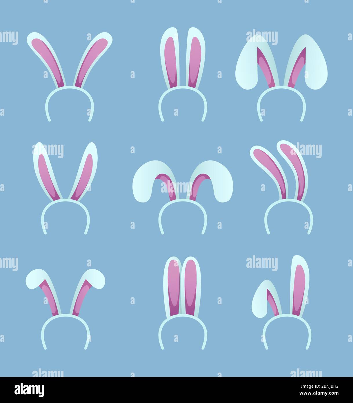 Set of rabbit ears. Easter masks in cartoon style Stock Vector Image & Art  - Alamy