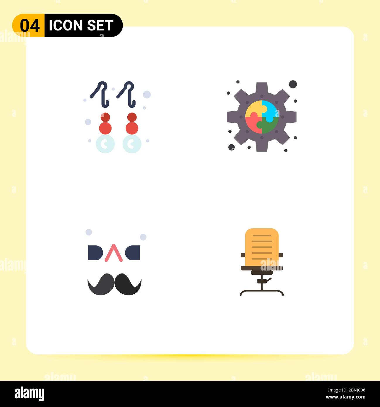 Stock Vector Icon Pack of 4 Line Signs and Symbols for earring, dad, jewelry, piece, fathers day Editable Vector Design Elements Stock Vector
