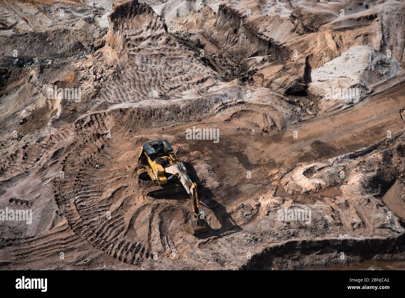 Aerial view of Bauxite mine, Linden town, Guyana, South America Stock