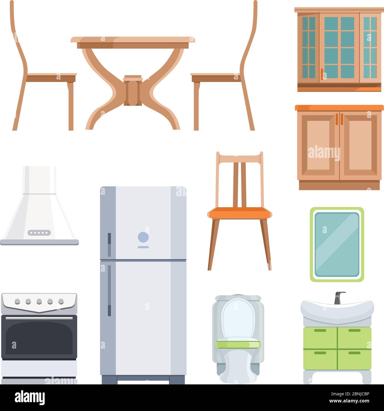 Different furniture for living room and kitchen Stock Vector