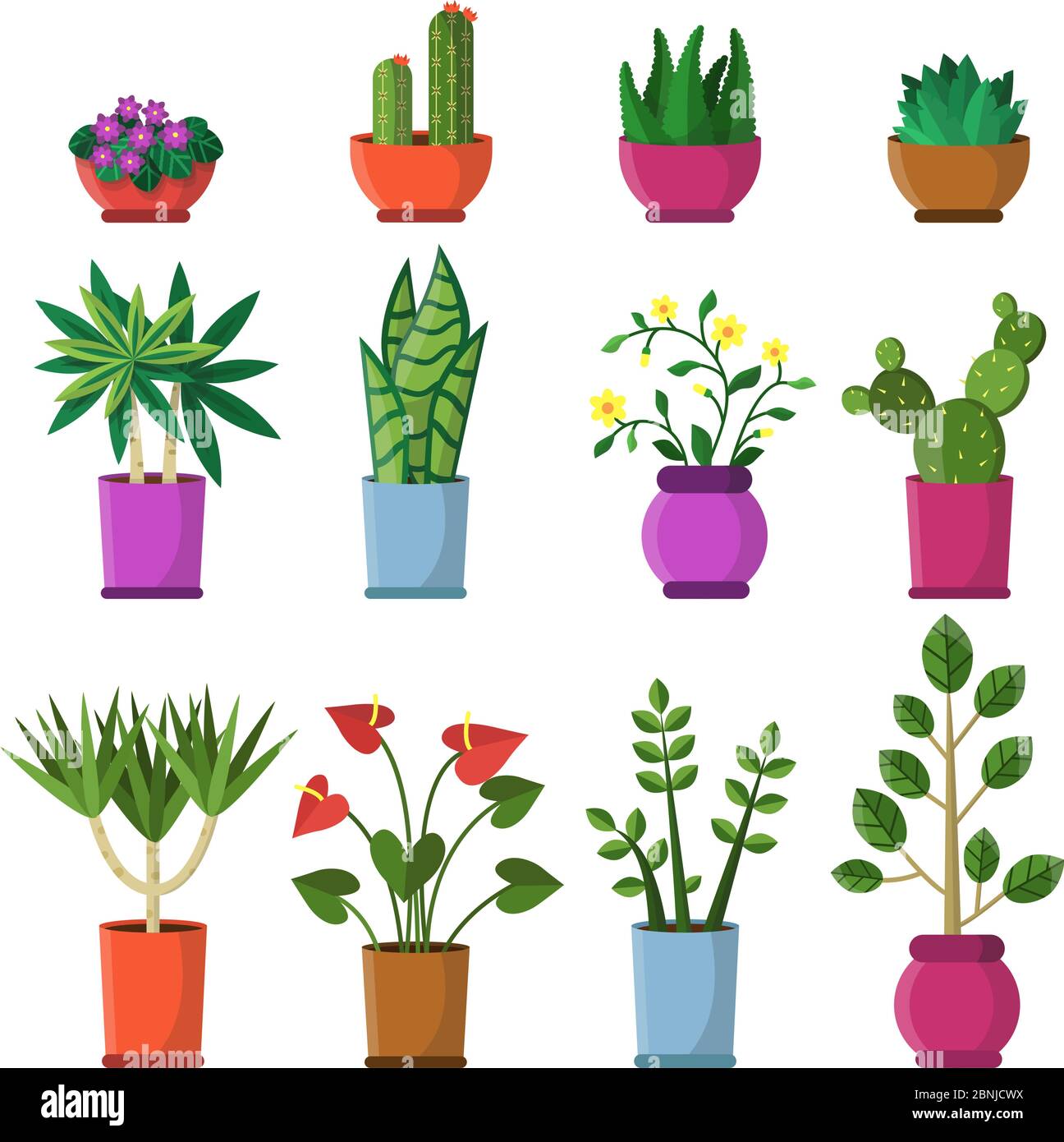 House plants in pots. vector illustrations in flat style Stock Vector