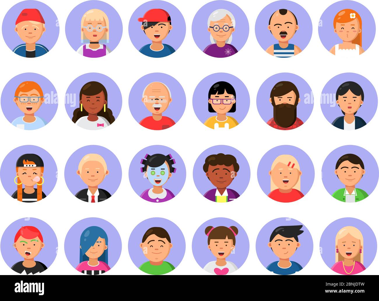 Avatars set of male and female characters in flat style Stock Vector ...