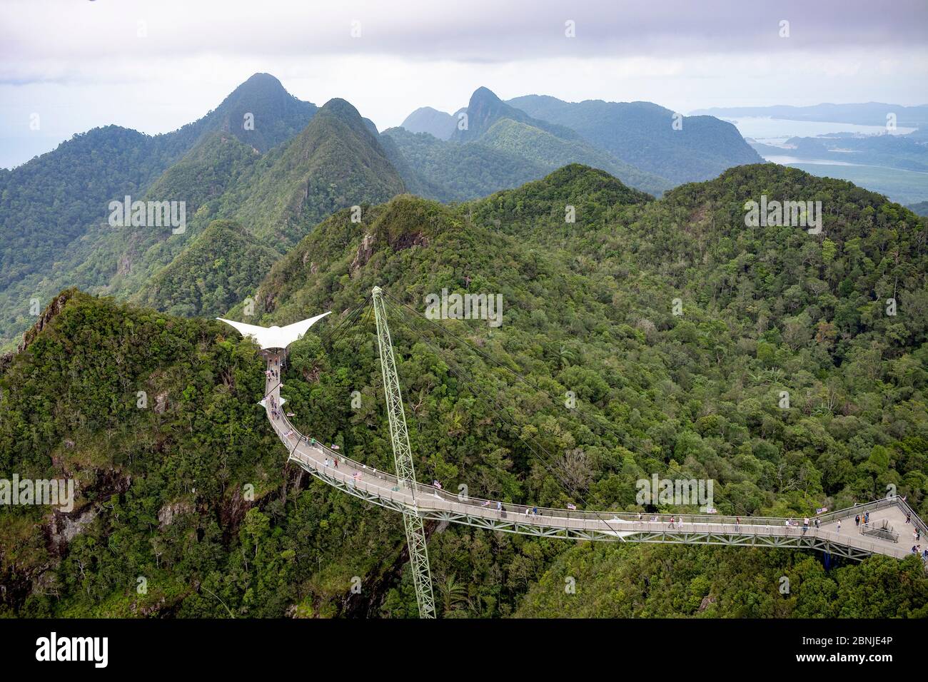 The Langkawi Sky Bridge, a 125 metre curved footbridge high above the rainforest canopy, Langkawi, Malaysia, Southeast Asia, Asia Stock Photo