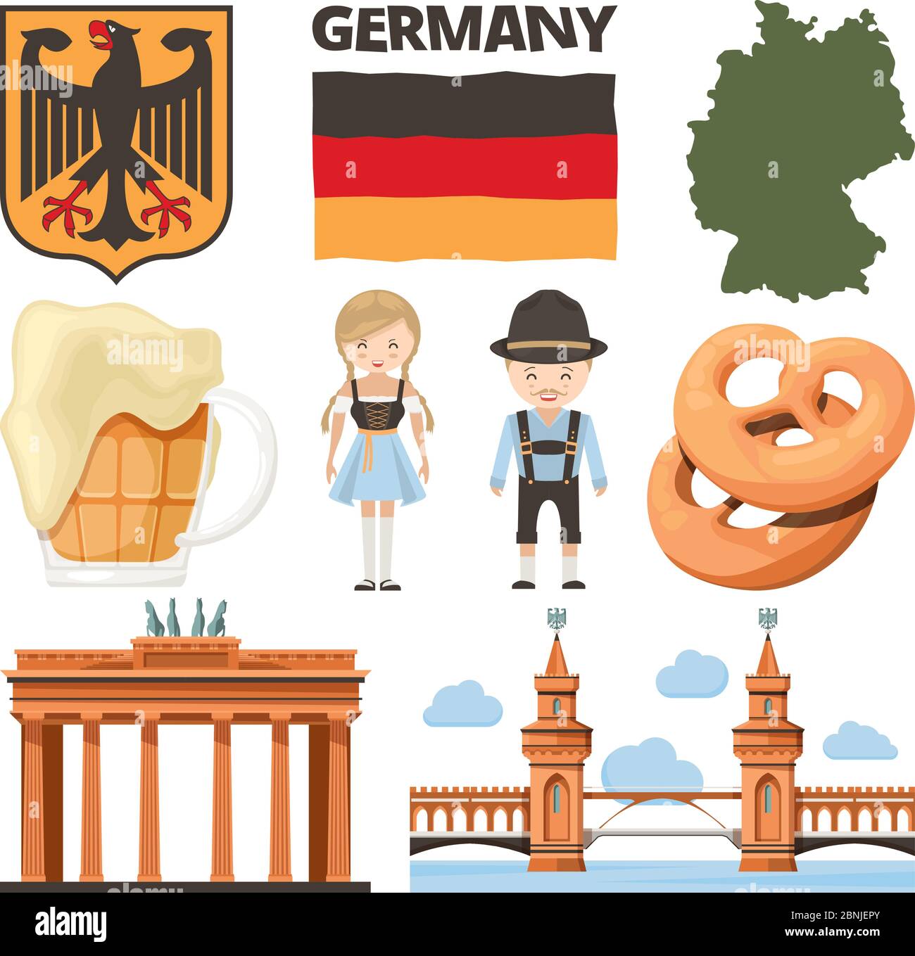 Travel pictures. Set of traditional and cultural objects of germany Stock Vector