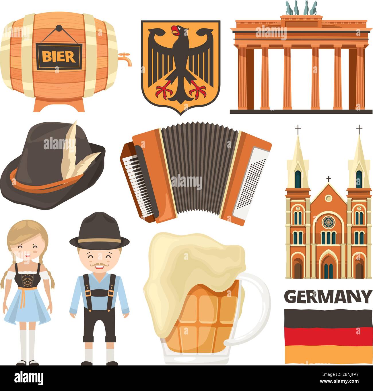 Illustrations of Germany landmarks and cultural objects Stock Vector
